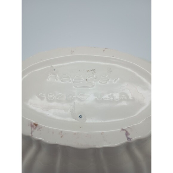 Haeger Oval Pottery Planter Bowl #4020 Off White Cream Ribbed U.S.A Vintage LG - Picture 4 of 7